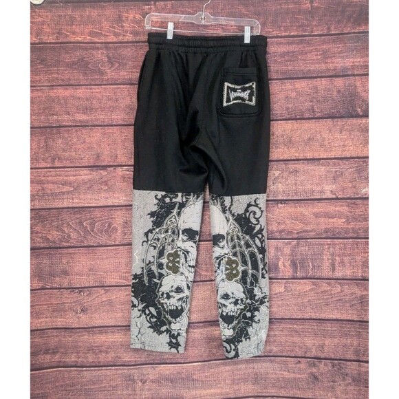 Rebel Vengeance Men's Day of the Dead Goth Skull Lounge Sweatpants size M - Picture 2 of 8